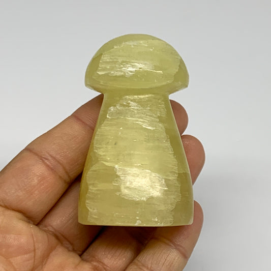 132.9g, 2.5"x1.4" Natural Lemon Calcite Mushroom Gemstone @Pakistan, B31690