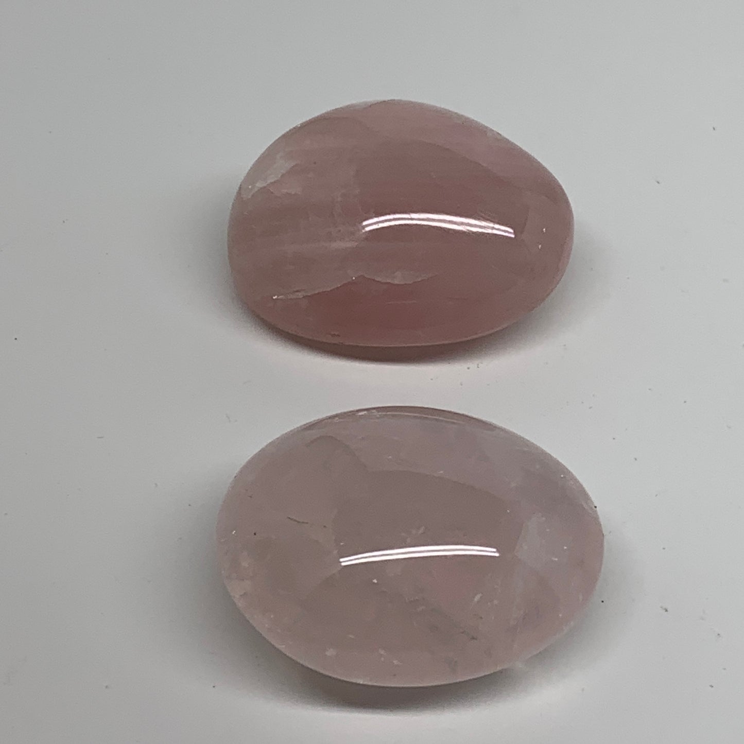 178.9g , 2.1"-2.2", 2pcs, Natural Pink Rose Quartz Palm-stone Crystal, B37225