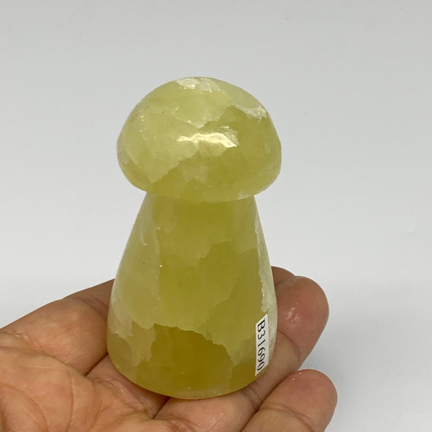 132.9g, 2.5"x1.4" Natural Lemon Calcite Mushroom Gemstone @Pakistan, B31690