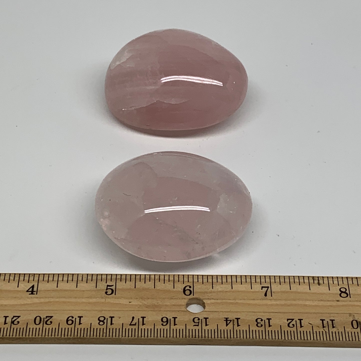 178.9g , 2.1"-2.2", 2pcs, Natural Pink Rose Quartz Palm-stone Crystal, B37225