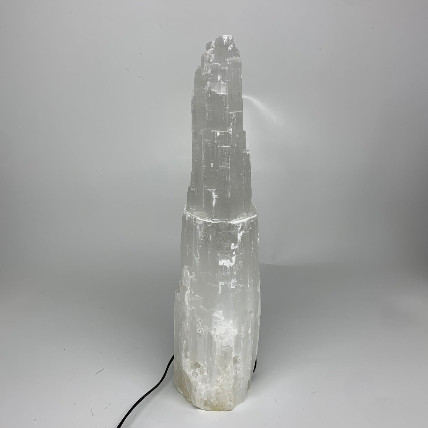 10.2 lbs, 15"x4.9"x3.6" Rough Selenite (Satin Spar) Lamp Tower W/Chord, B35782