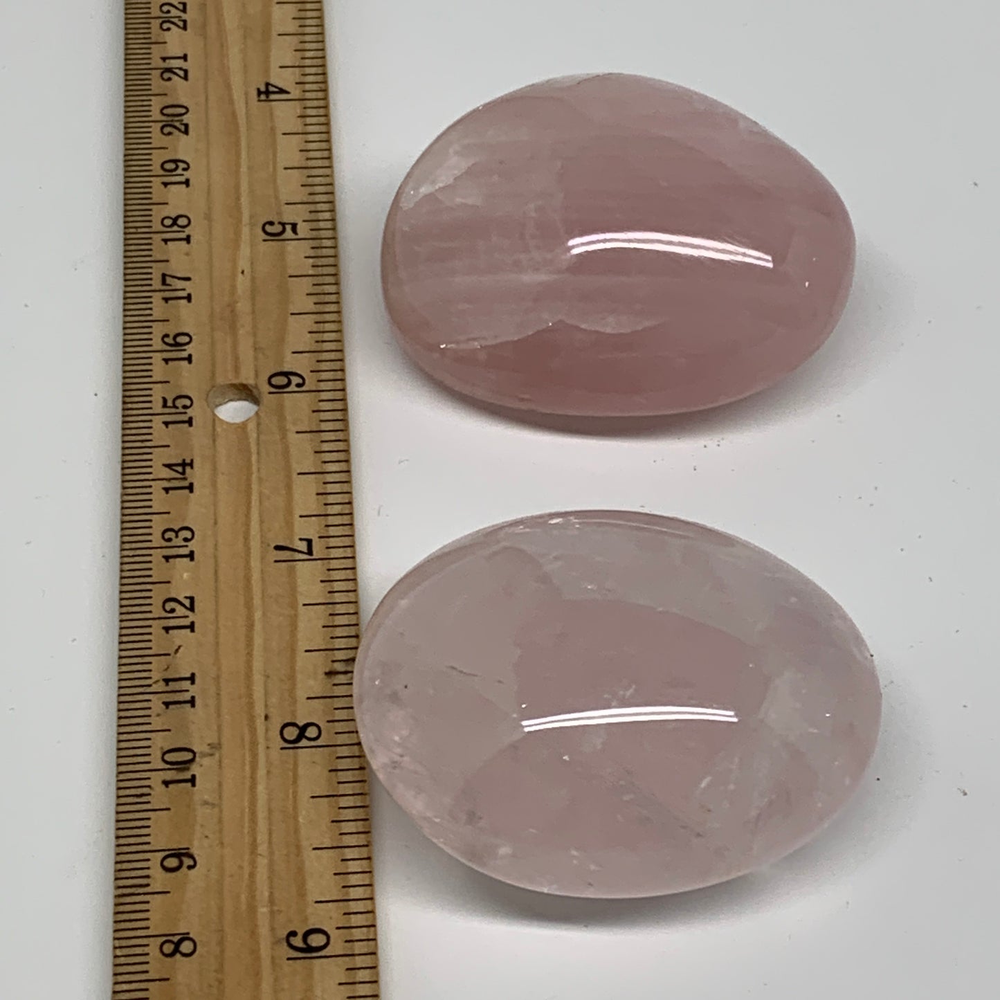178.9g , 2.1"-2.2", 2pcs, Natural Pink Rose Quartz Palm-stone Crystal, B37225