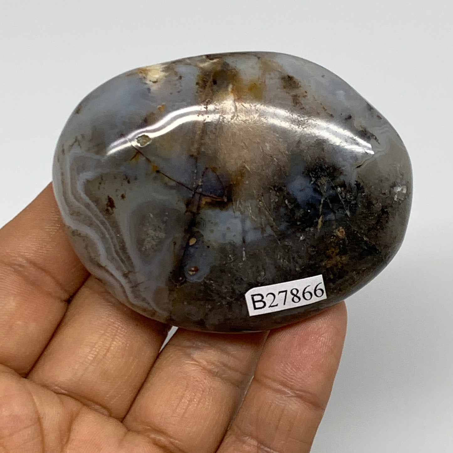 106.2g, 2.6"x2"x0.7" Orca Agate Palm-Stone Reiki Energy Crystal Reiki, B27866