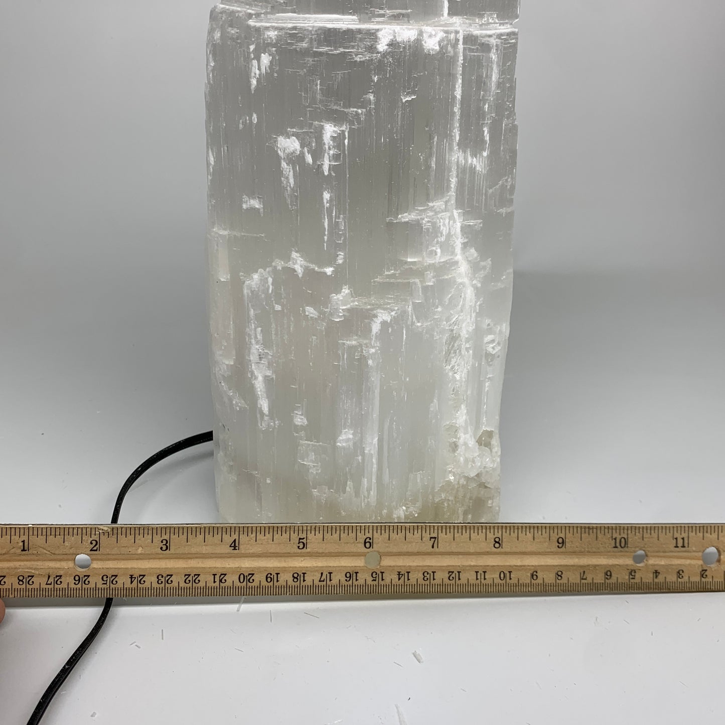 10.2 lbs, 15"x4.9"x3.6" Rough Selenite (Satin Spar) Lamp Tower W/Chord, B35782