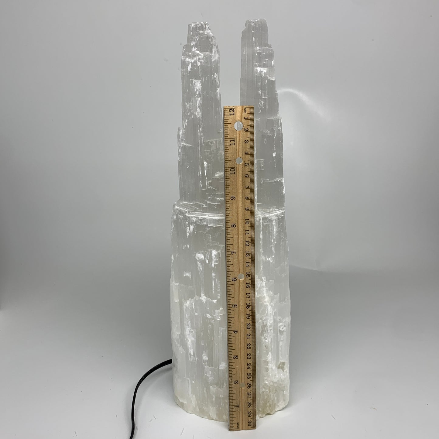 10.2 lbs, 15"x4.9"x3.6" Rough Selenite (Satin Spar) Lamp Tower W/Chord, B35782