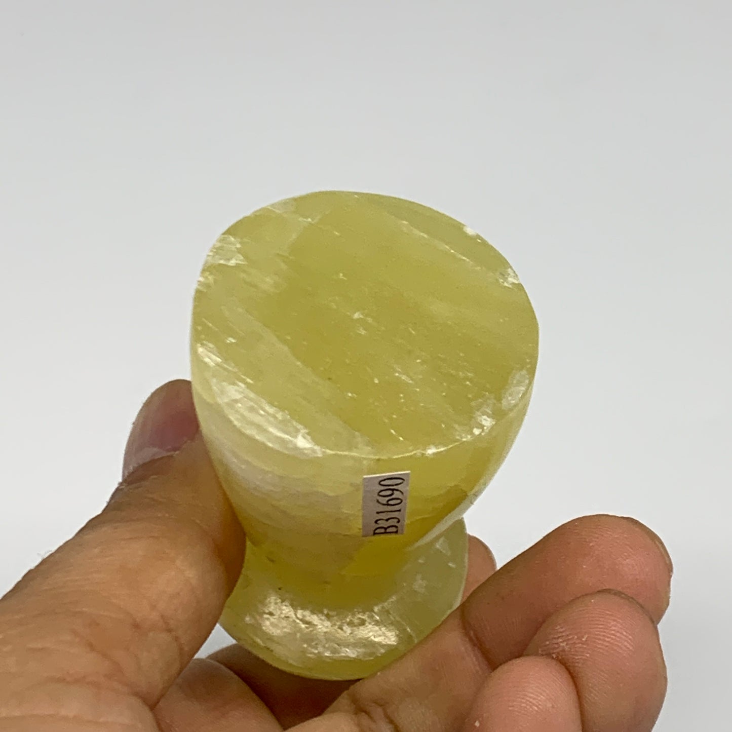 132.9g, 2.5"x1.4" Natural Lemon Calcite Mushroom Gemstone @Pakistan, B31690