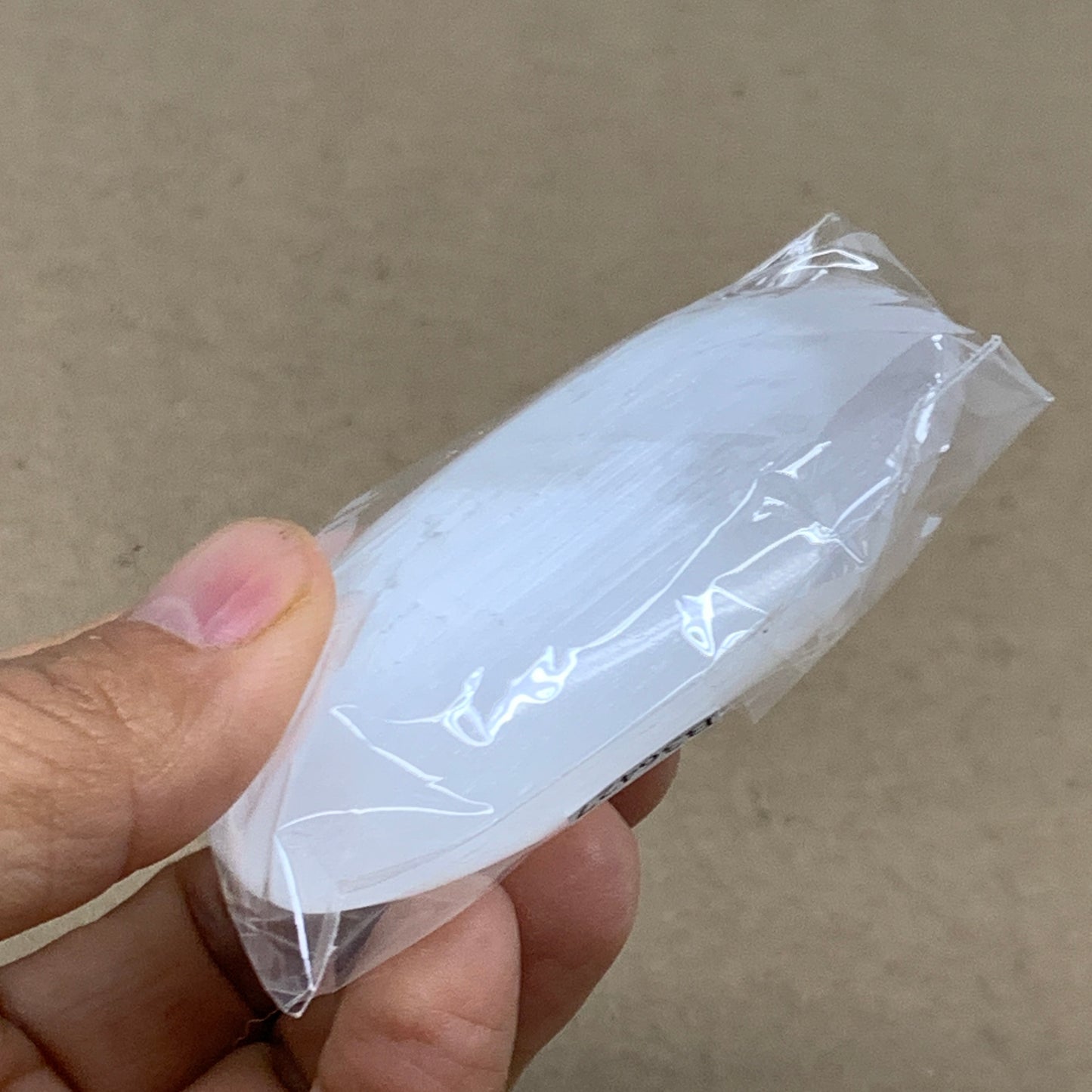 97g, 2.8"x2"x0.9", White Selenite Palmstone Crystal Pillow Reiki, B36427