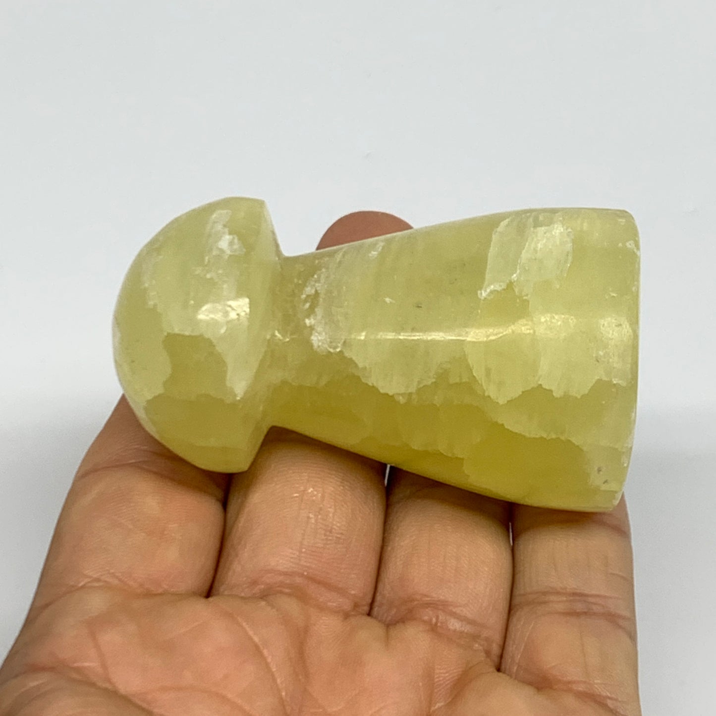 132.9g, 2.5"x1.4" Natural Lemon Calcite Mushroom Gemstone @Pakistan, B31690