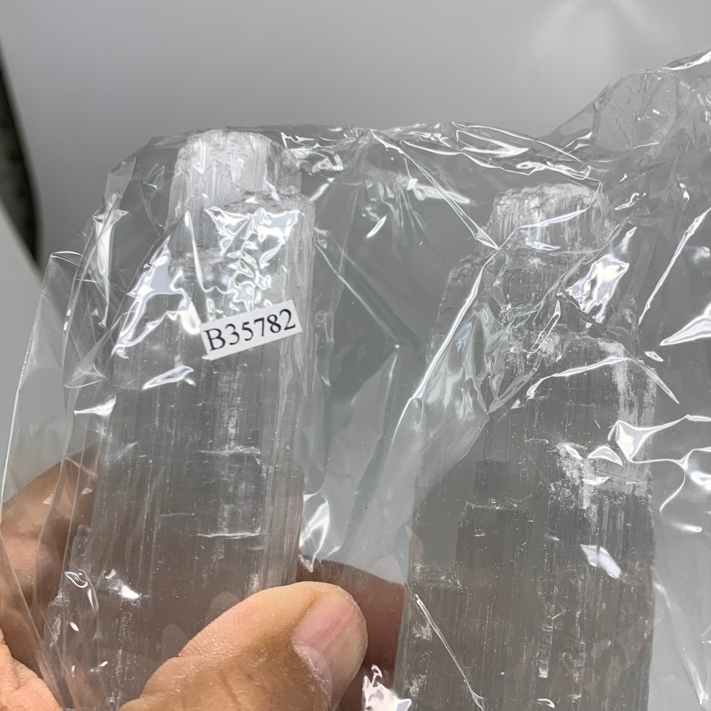 10.2 lbs, 15"x4.9"x3.6" Rough Selenite (Satin Spar) Lamp Tower W/Chord, B35782