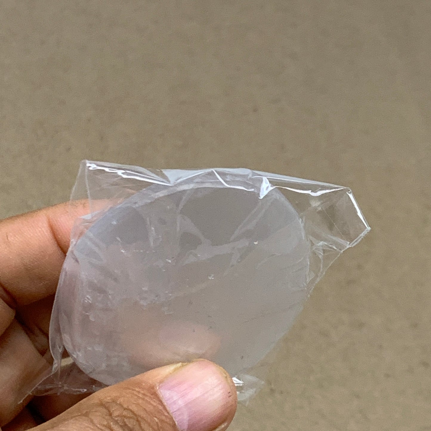 97g, 2.8"x2"x0.9", White Selenite Palmstone Crystal Pillow Reiki, B36427