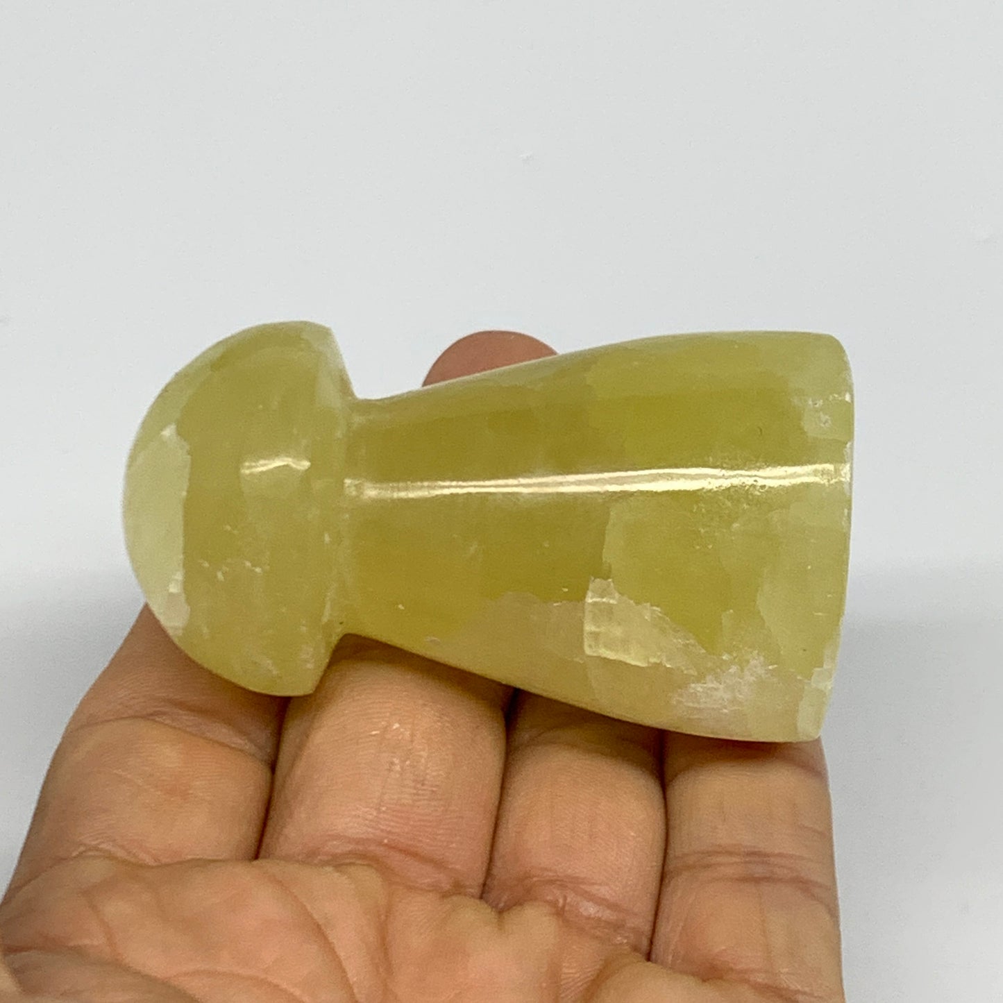 132.9g, 2.5"x1.4" Natural Lemon Calcite Mushroom Gemstone @Pakistan, B31690