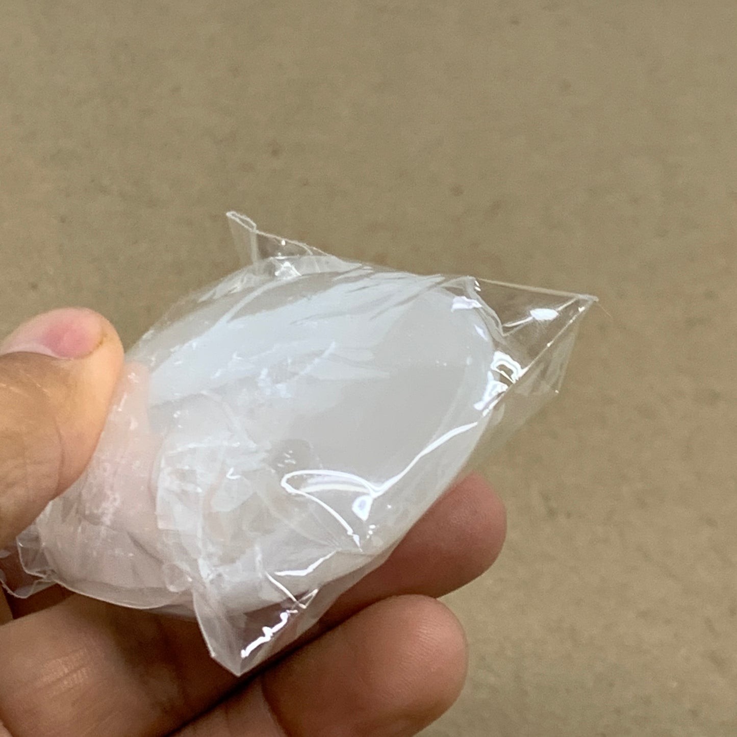 97g, 2.8"x2"x0.9", White Selenite Palmstone Crystal Pillow Reiki, B36427