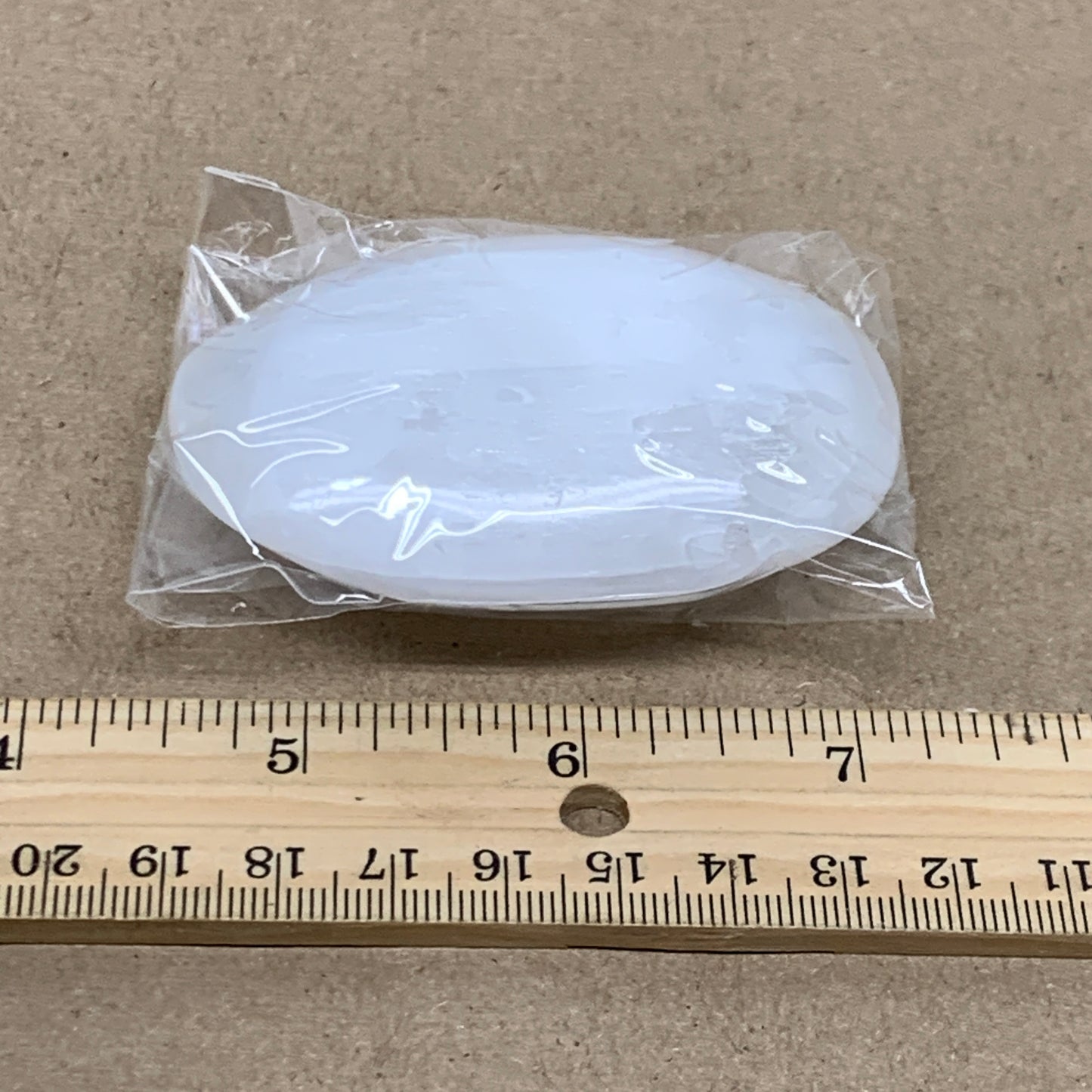 97g, 2.8"x2"x0.9", White Selenite Palmstone Crystal Pillow Reiki, B36427