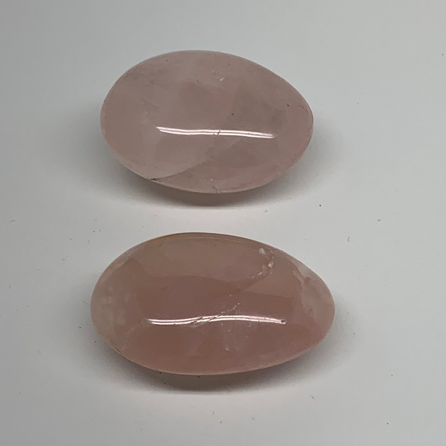 170g , 2.2"-2.2", 2pcs, Natural Pink Rose Quartz Palm-stone Crystal, B37226
