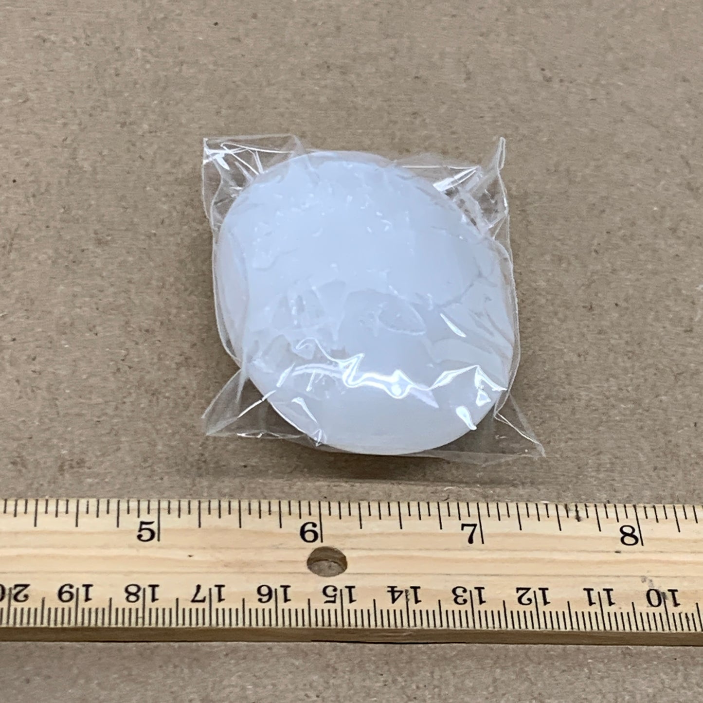 97g, 2.8"x2"x0.9", White Selenite Palmstone Crystal Pillow Reiki, B36427
