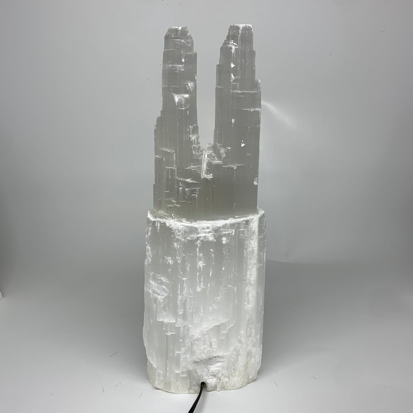 12.4 lbs, 15.5"x5.2"x3.5" Rough Selenite (Satin Spar) Lamp Tower W/Chord, B35783