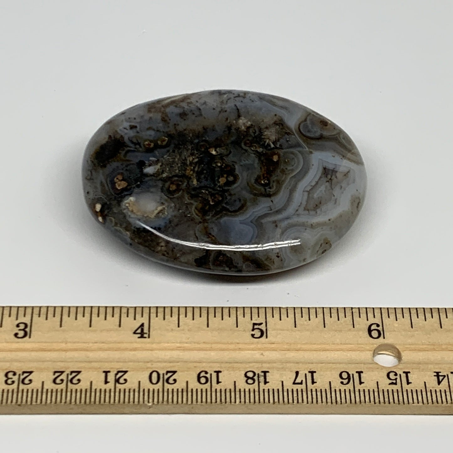 106.2g, 2.6"x2"x0.7" Orca Agate Palm-Stone Reiki Energy Crystal Reiki, B27866