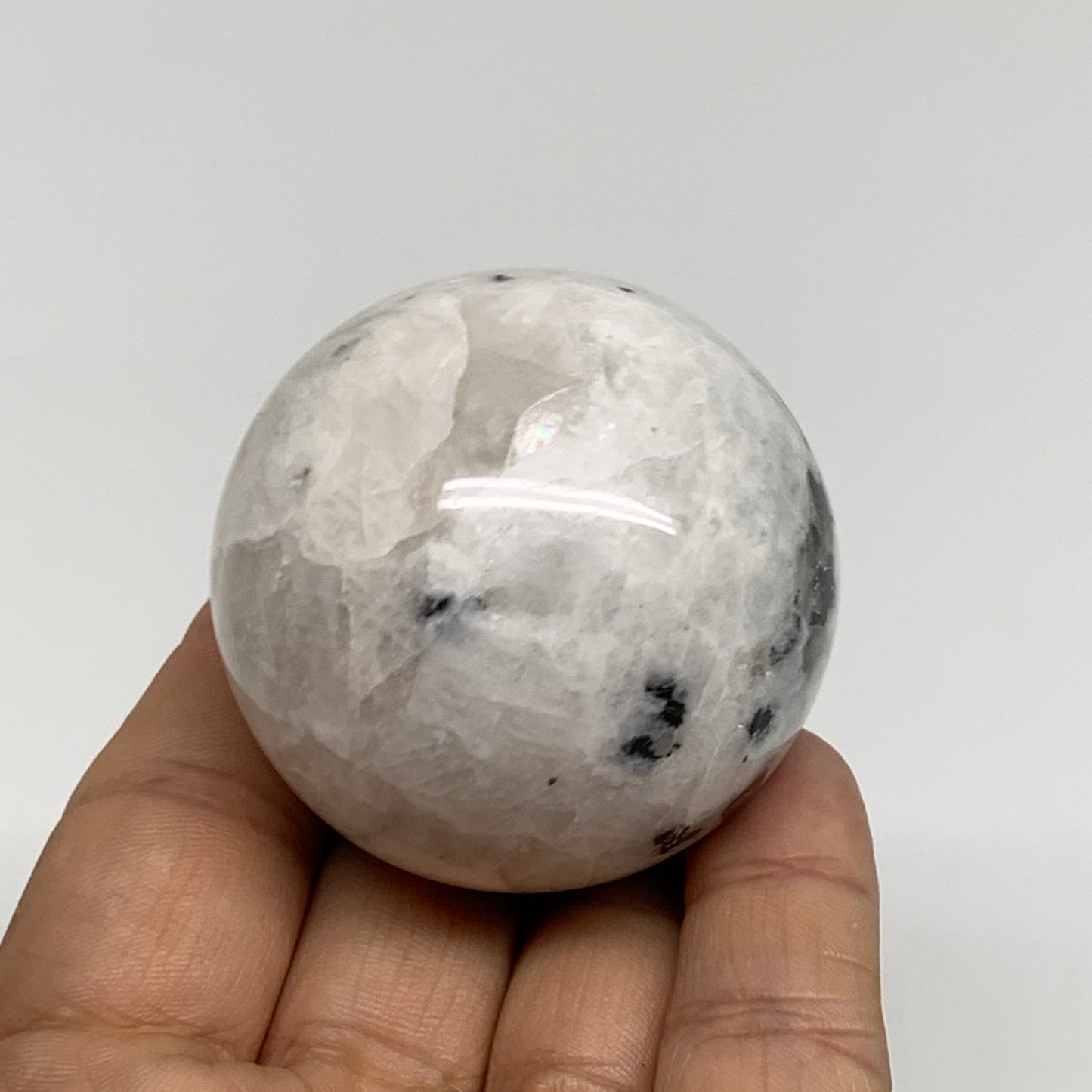 149.9g, 1.9"(48mm), Natural Rainbow Moonstone Sphere Ball Gemstone, B34319