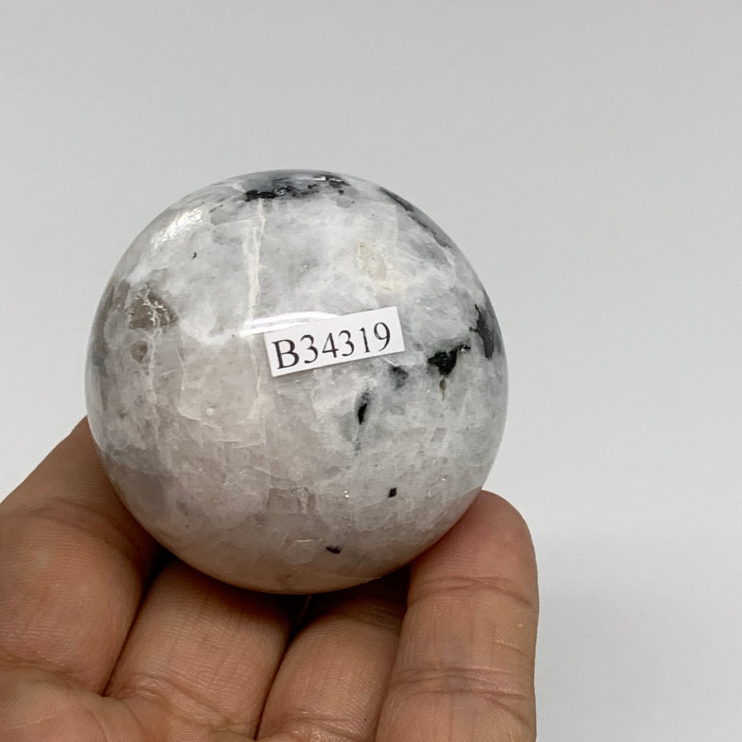 149.9g, 1.9"(48mm), Natural Rainbow Moonstone Sphere Ball Gemstone, B34319