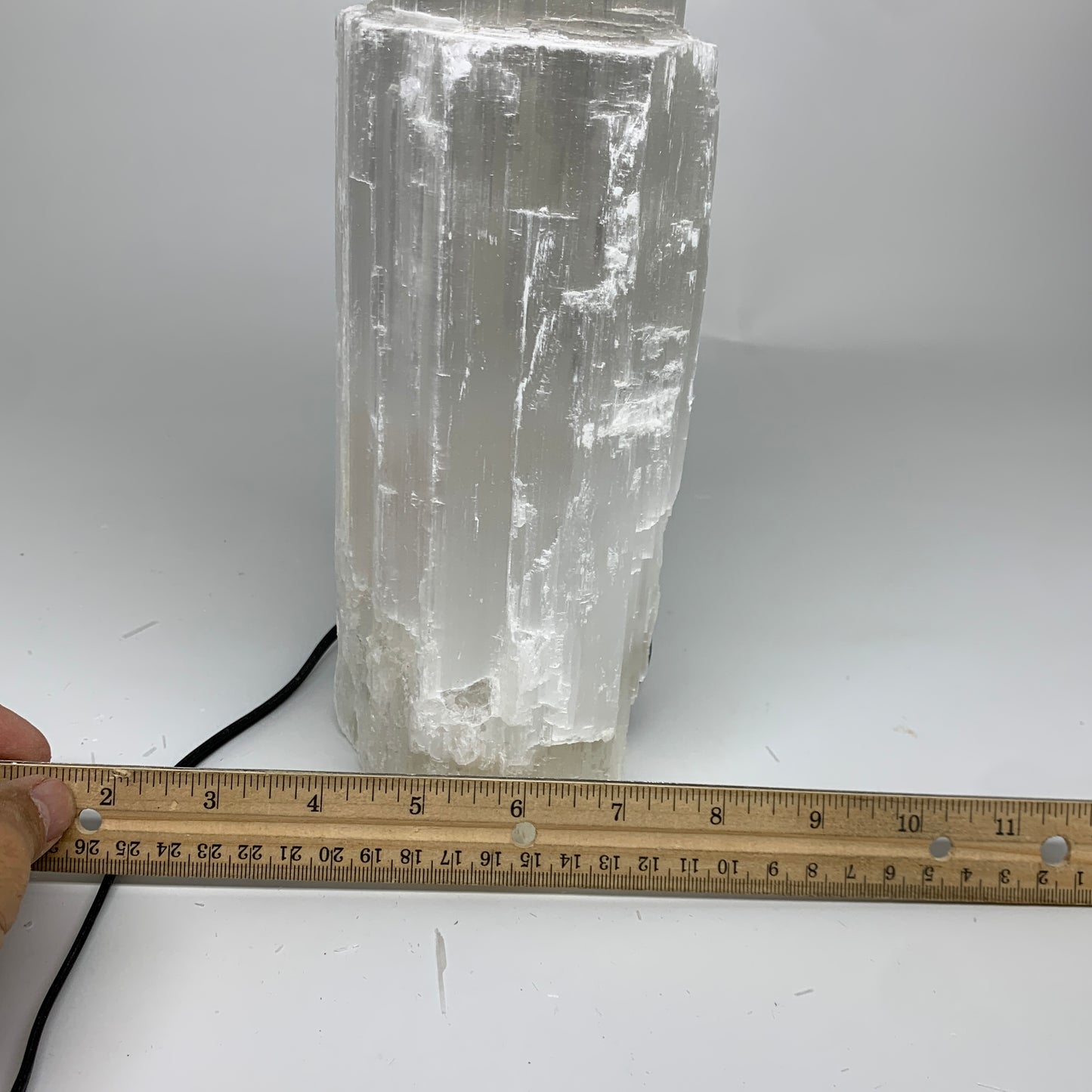 12.4 lbs, 15.5"x5.2"x3.5" Rough Selenite (Satin Spar) Lamp Tower W/Chord, B35783