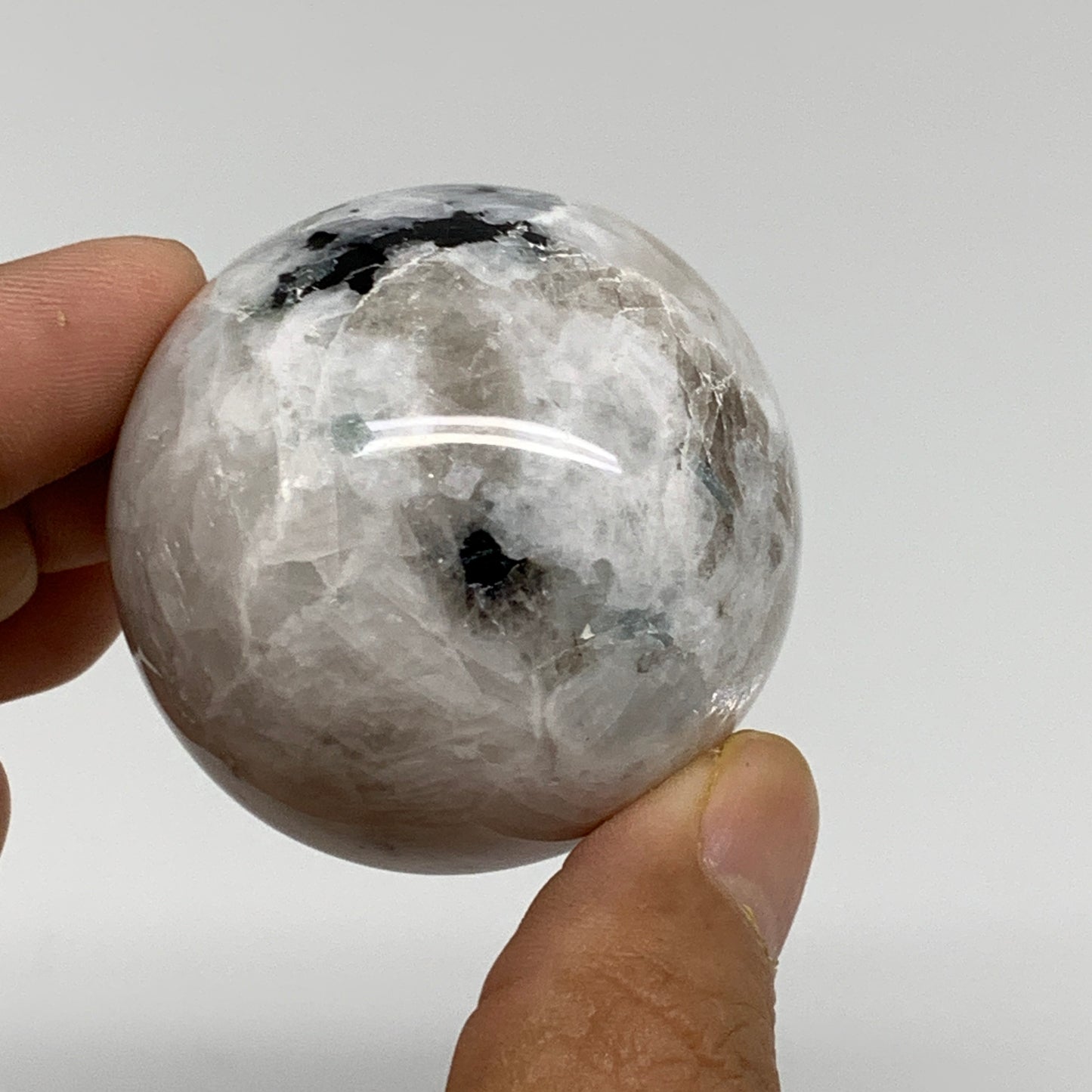 149.9g, 1.9"(48mm), Natural Rainbow Moonstone Sphere Ball Gemstone, B34319