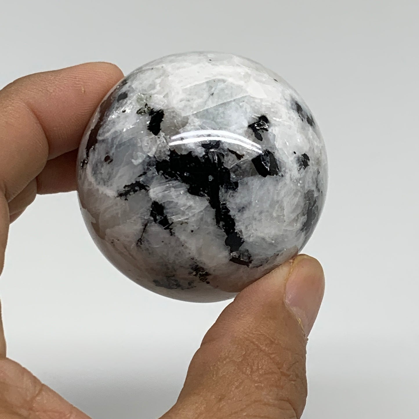 149.9g, 1.9"(48mm), Natural Rainbow Moonstone Sphere Ball Gemstone, B34319