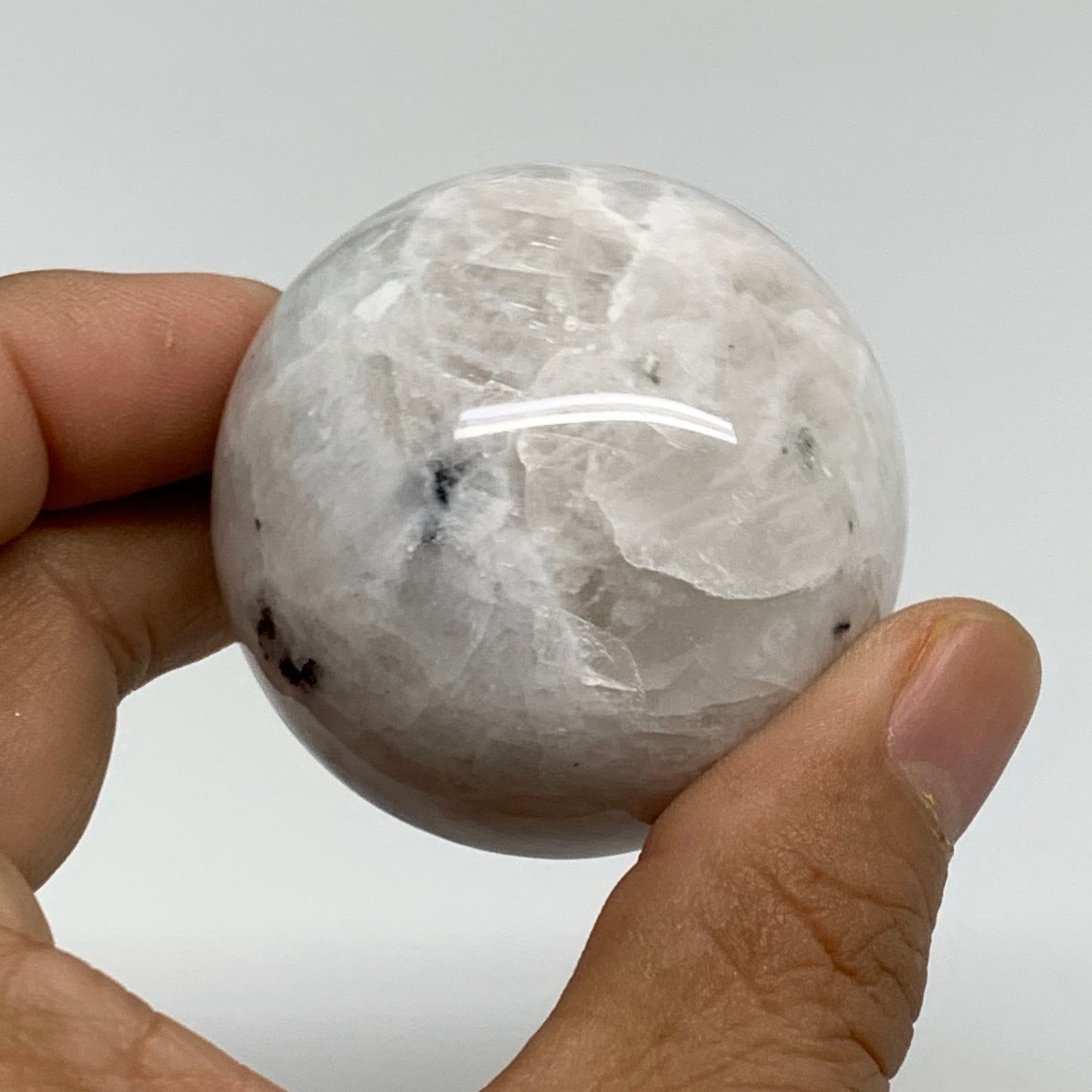 149.9g, 1.9"(48mm), Natural Rainbow Moonstone Sphere Ball Gemstone, B34319