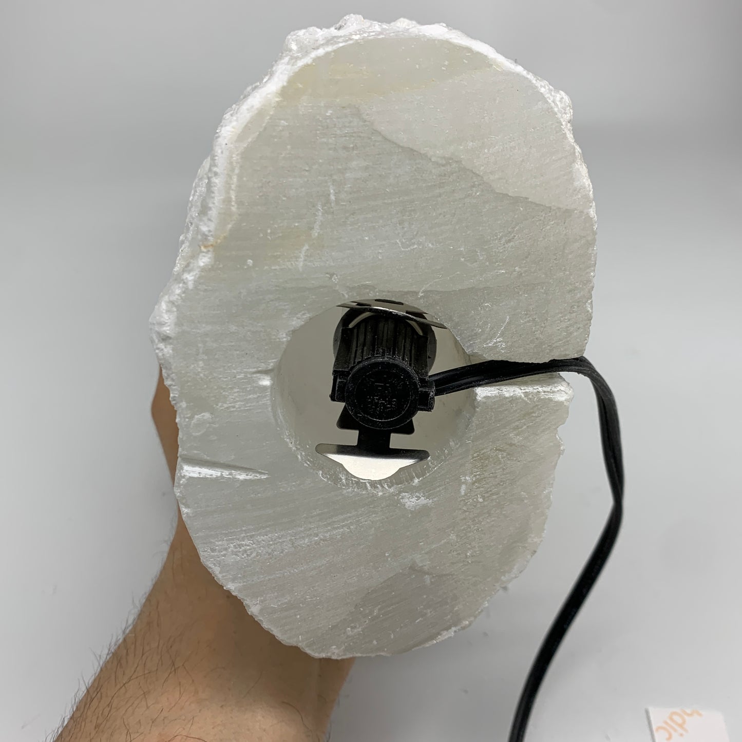 12.4 lbs, 15.5"x5.2"x3.5" Rough Selenite (Satin Spar) Lamp Tower W/Chord, B35783