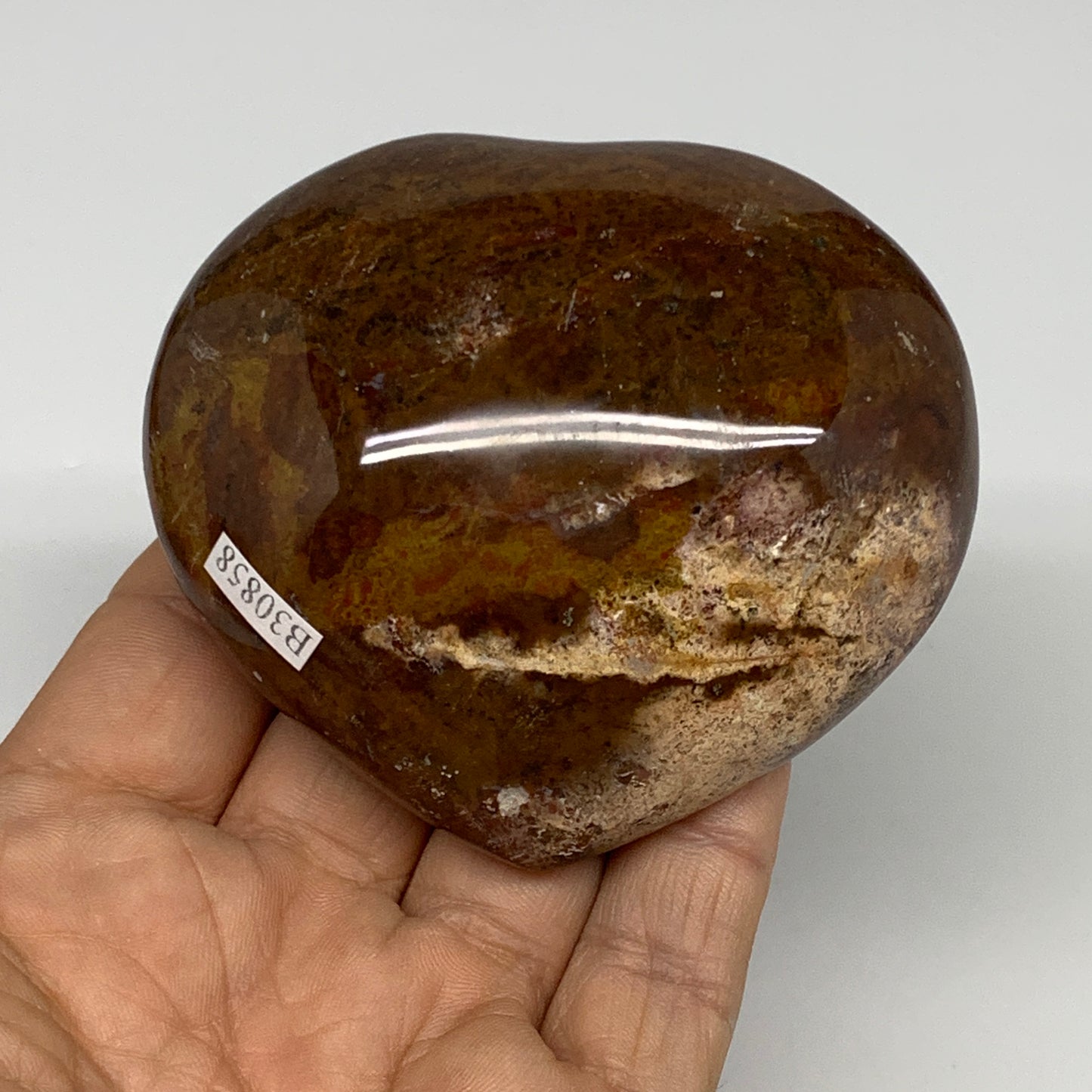 0.49 lbs, 2.7"x3"x1.3" Ocean Jasper Heart Polished Healing Crystal, B30858