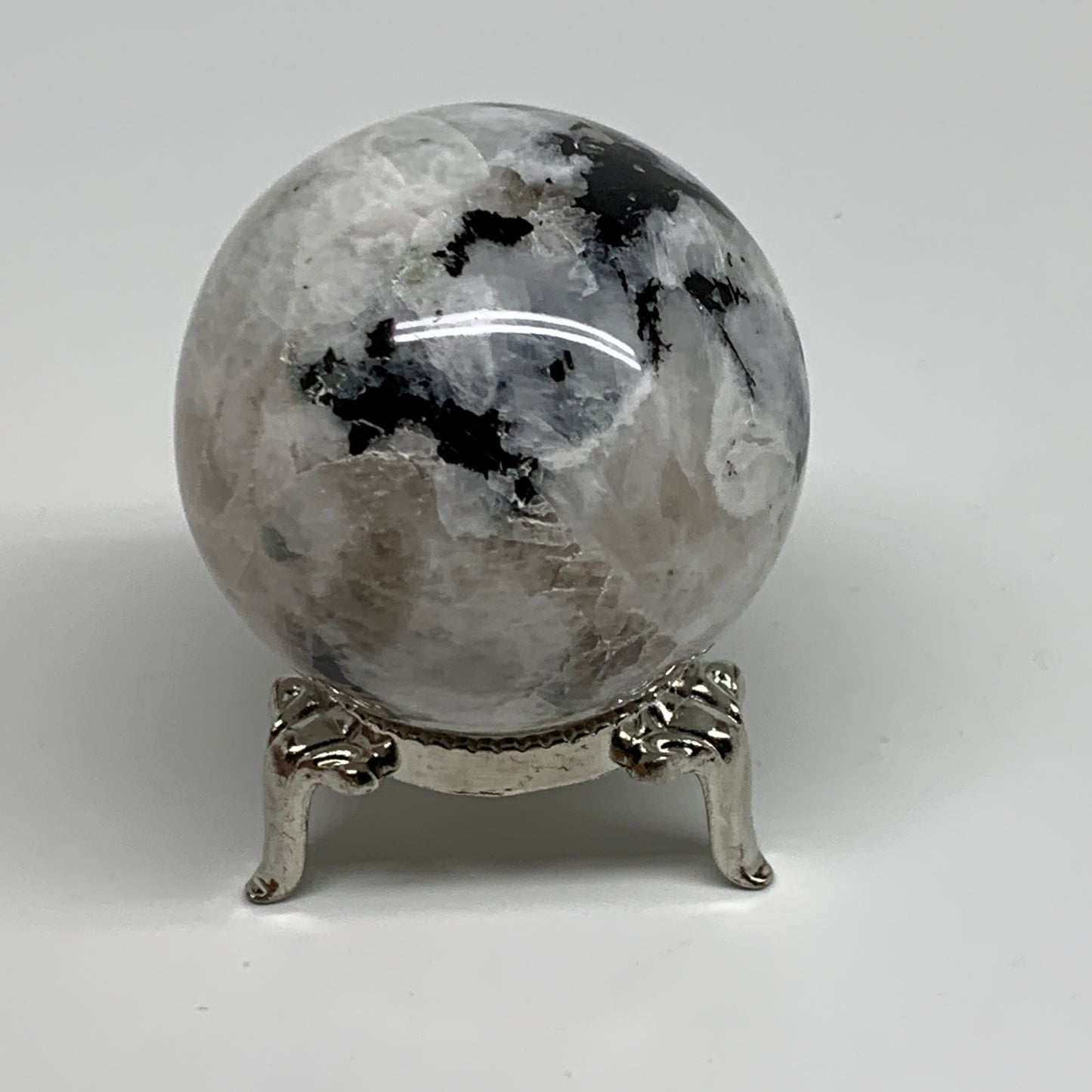 149.9g, 1.9"(48mm), Natural Rainbow Moonstone Sphere Ball Gemstone, B34319