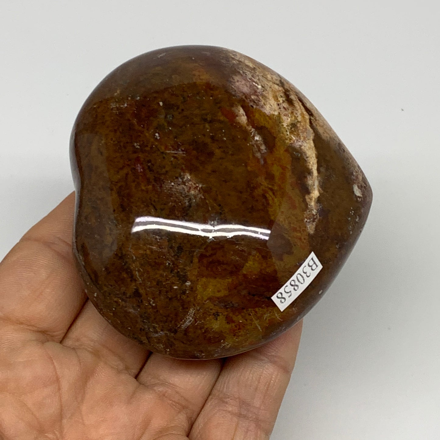 0.49 lbs, 2.7"x3"x1.3" Ocean Jasper Heart Polished Healing Crystal, B30858