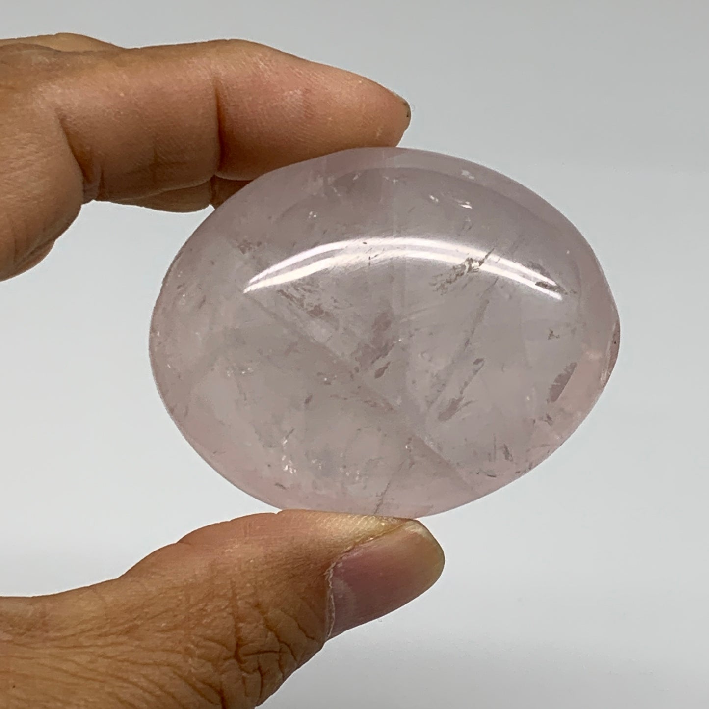 178.7g , 2"-2.1", 2pcs, Natural Pink Rose Quartz Palm-stone Crystal, B37227
