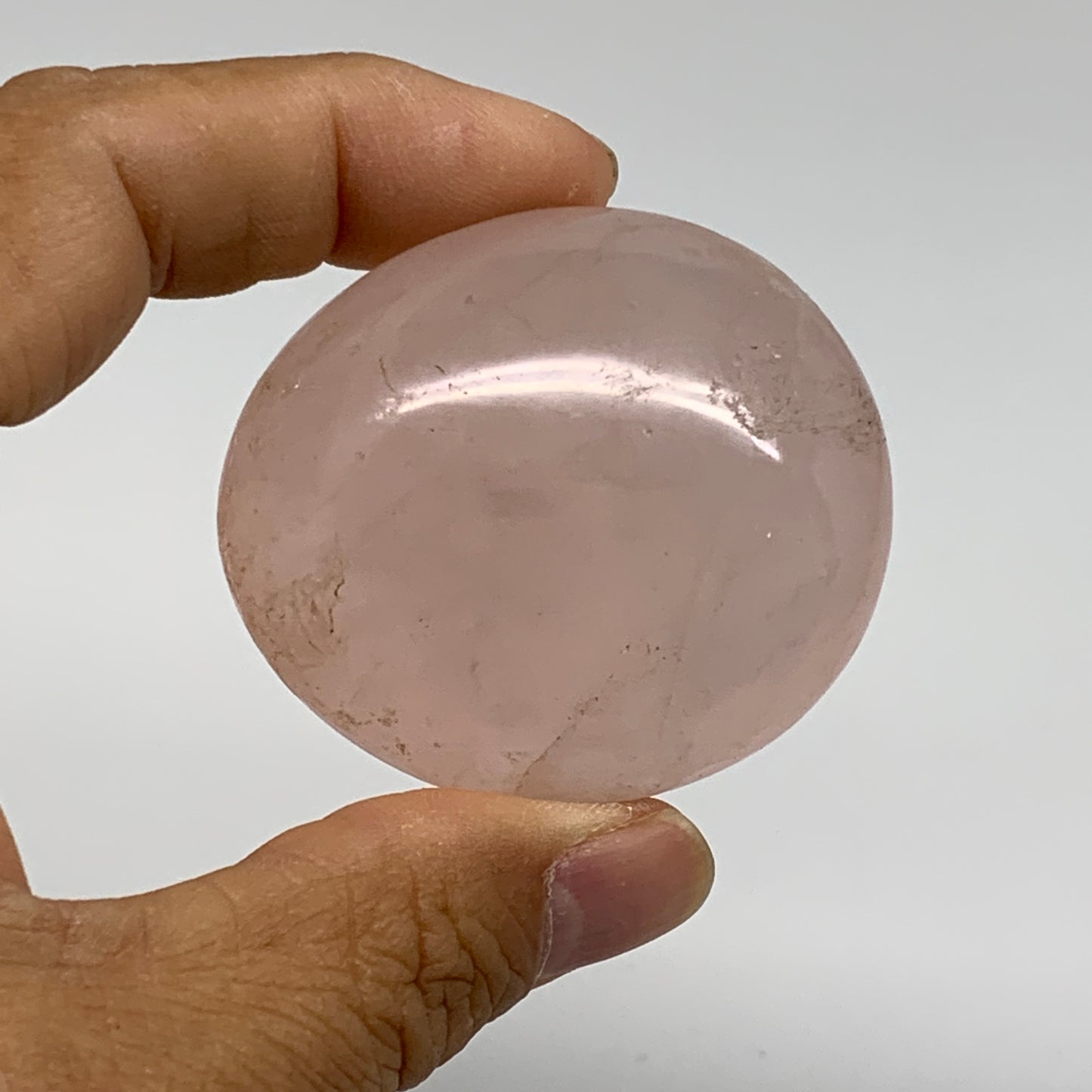 178.7g , 2"-2.1", 2pcs, Natural Pink Rose Quartz Palm-stone Crystal, B37227