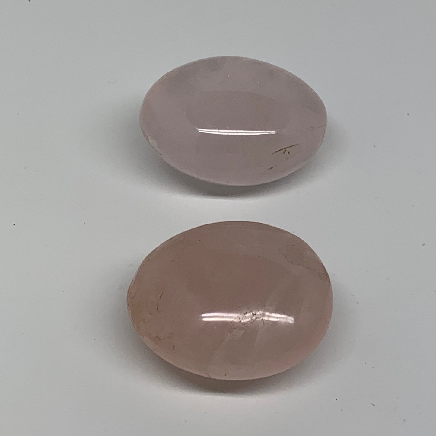 178.7g , 2"-2.1", 2pcs, Natural Pink Rose Quartz Palm-stone Crystal, B37227