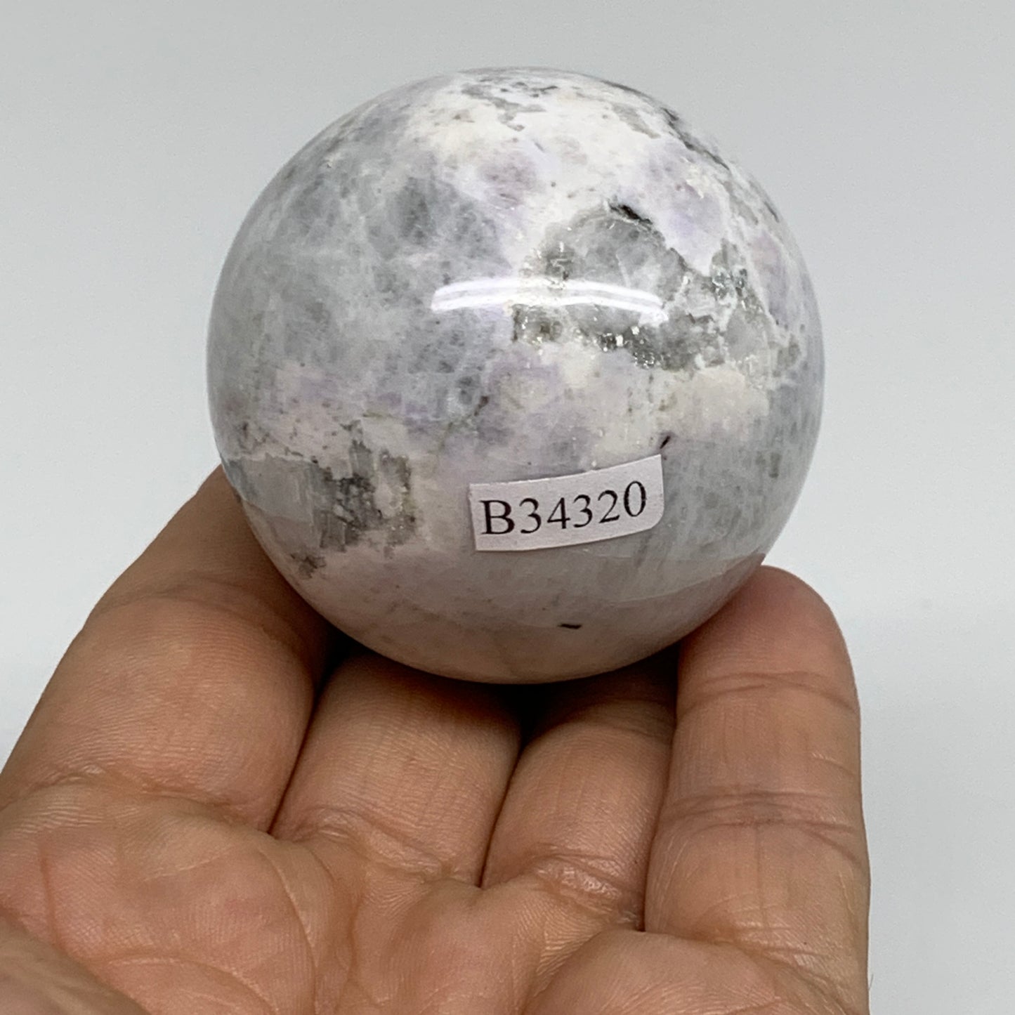 177.3g, 2"(50mm), Natural Rainbow Moonstone Sphere Ball Gemstone, B34320