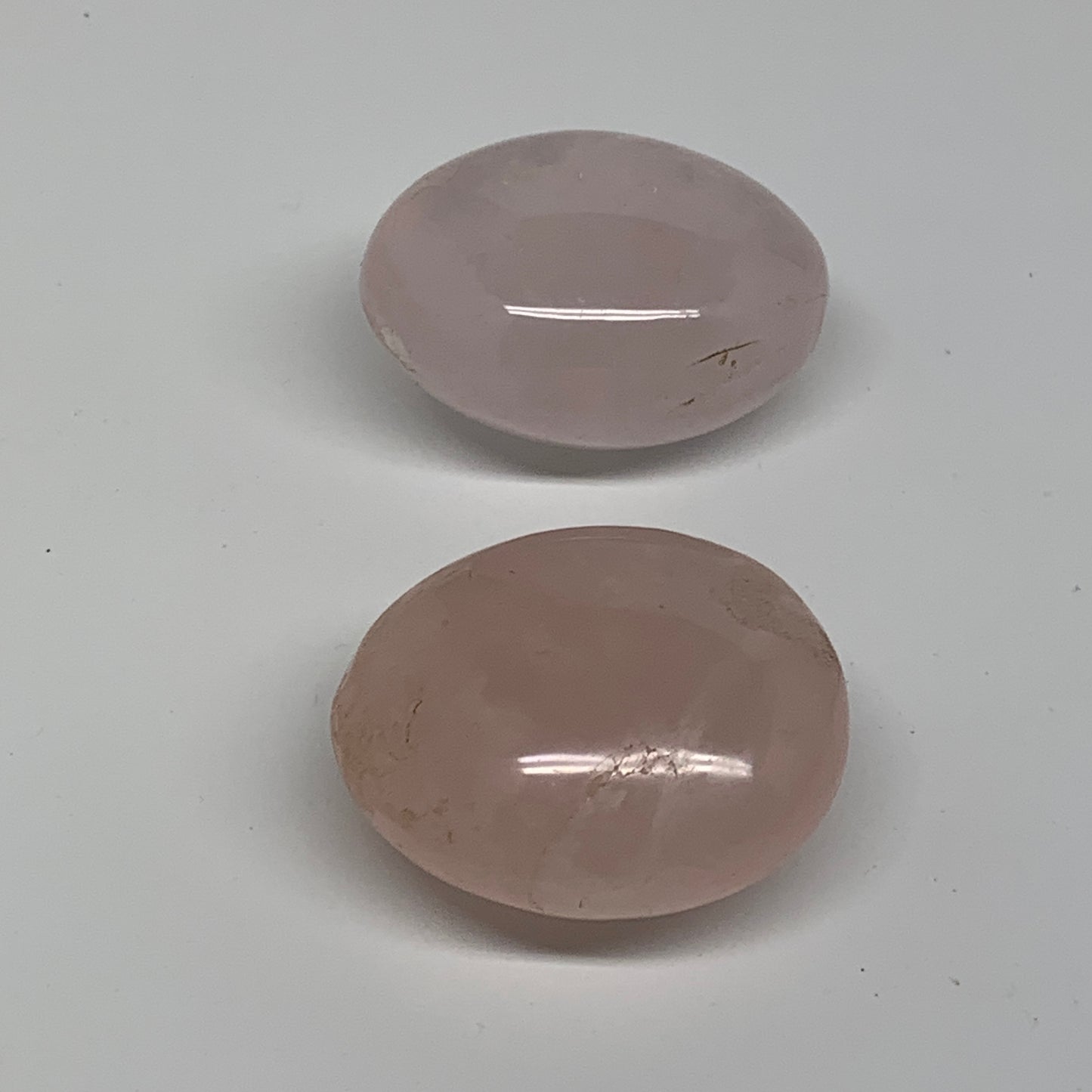 178.7g , 2"-2.1", 2pcs, Natural Pink Rose Quartz Palm-stone Crystal, B37227