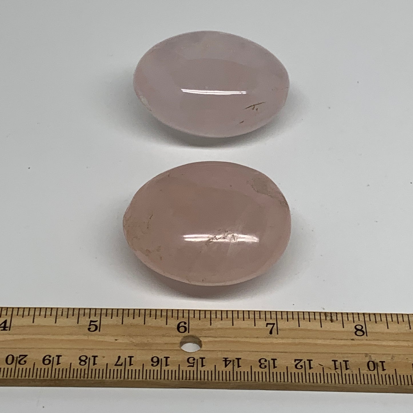 178.7g , 2"-2.1", 2pcs, Natural Pink Rose Quartz Palm-stone Crystal, B37227
