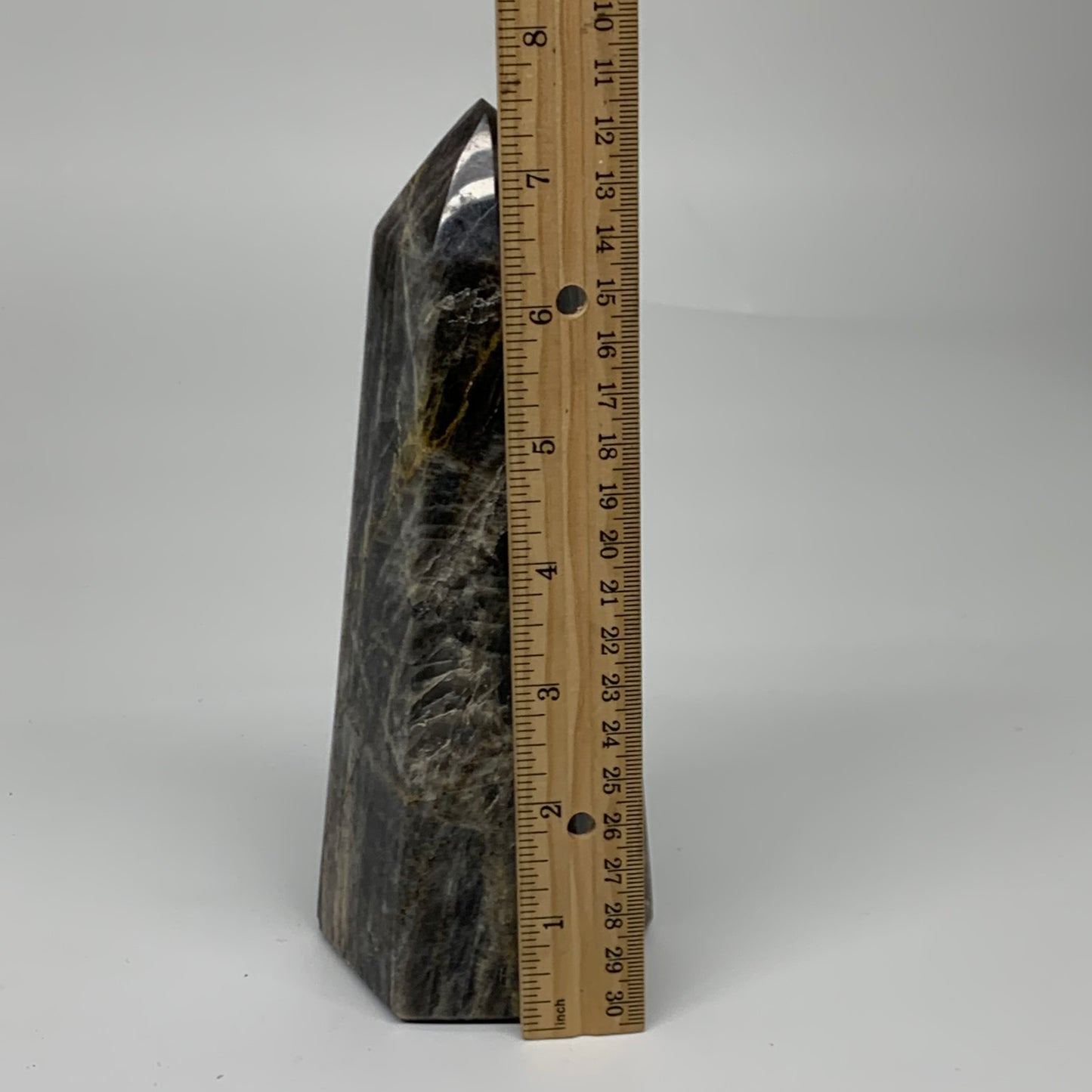 2.49 Lbs, 7.6"x3.1"x2.7", Black Moonstone Tower Obelisk Point Crystal, B38168