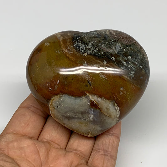 0.59 lbs, 2.5"x3"x1.6" Ocean Jasper Heart Polished Healing Crystal, B30859