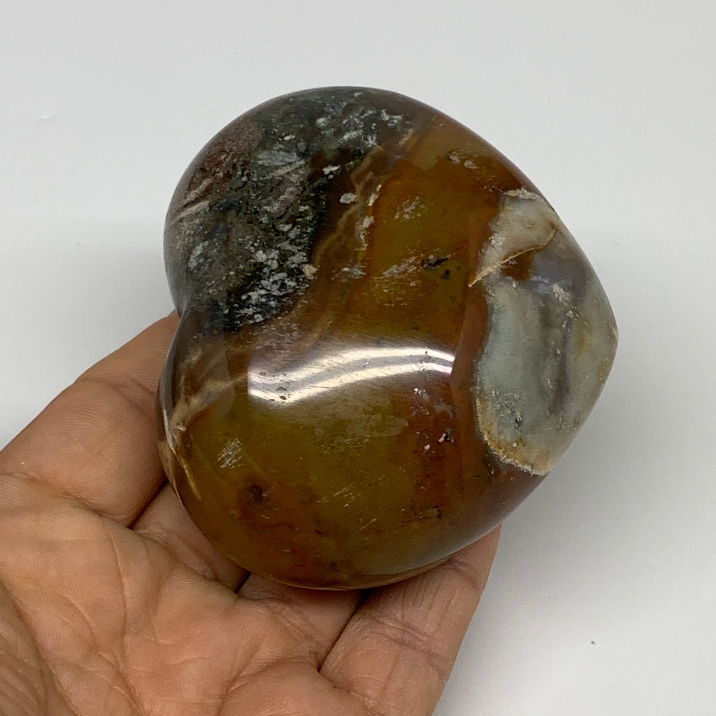 0.59 lbs, 2.5"x3"x1.6" Ocean Jasper Heart Polished Healing Crystal, B30859