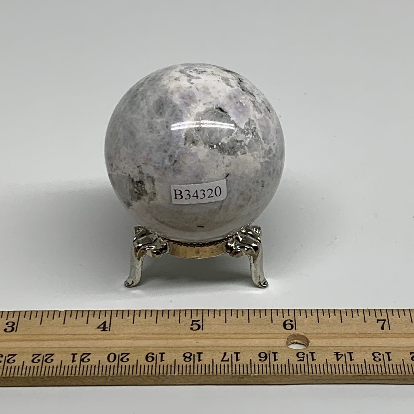 177.3g, 2"(50mm), Natural Rainbow Moonstone Sphere Ball Gemstone, B34320