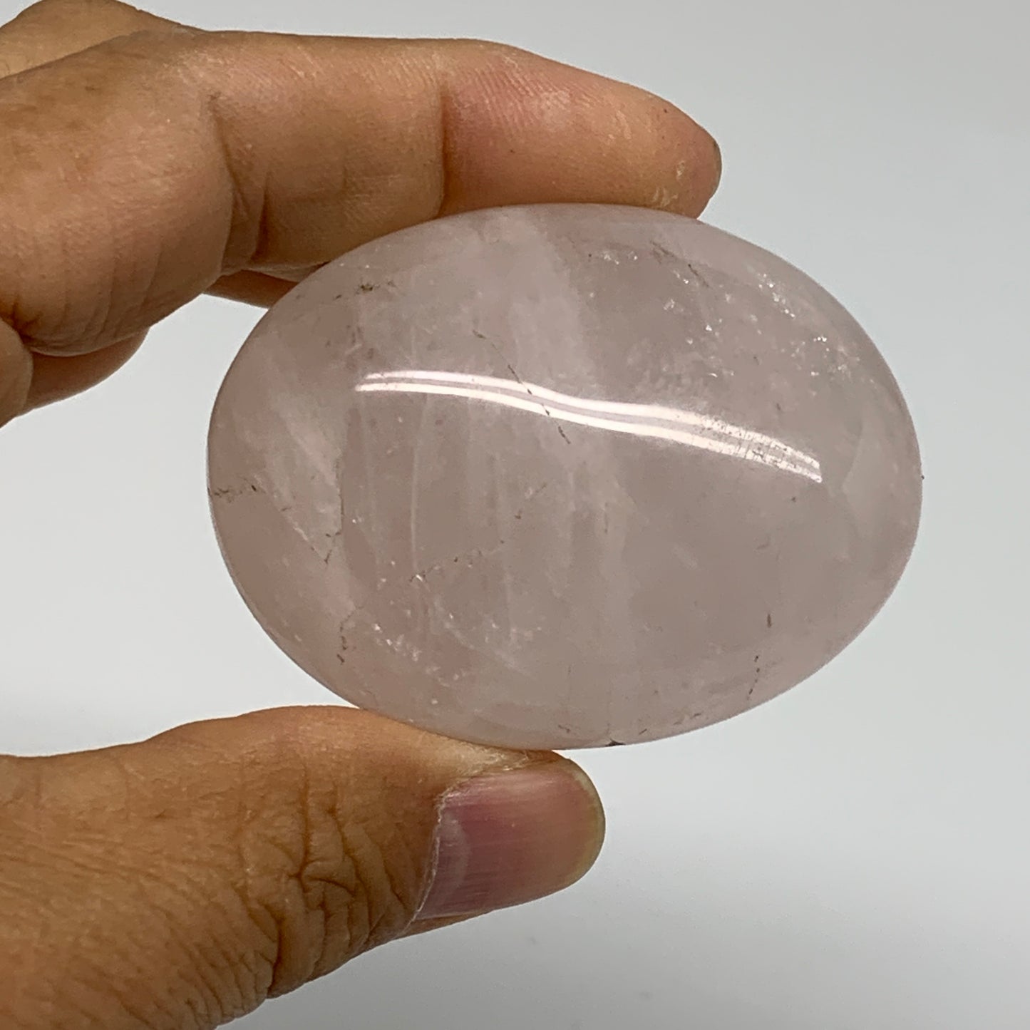 185.4g , 2.1"-2.1", 2pcs, Natural Pink Rose Quartz Palm-stone Crystal, B37228