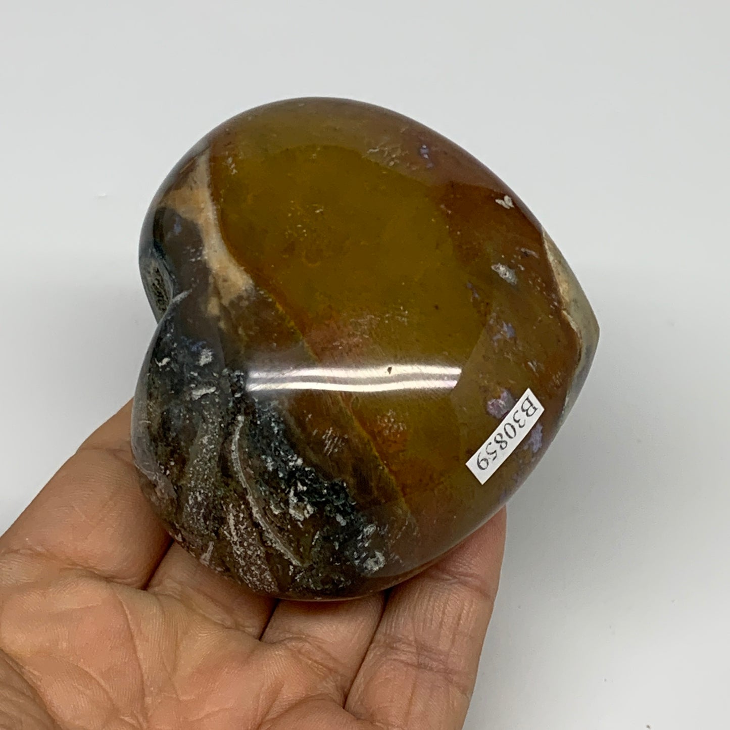 0.59 lbs, 2.5"x3"x1.6" Ocean Jasper Heart Polished Healing Crystal, B30859