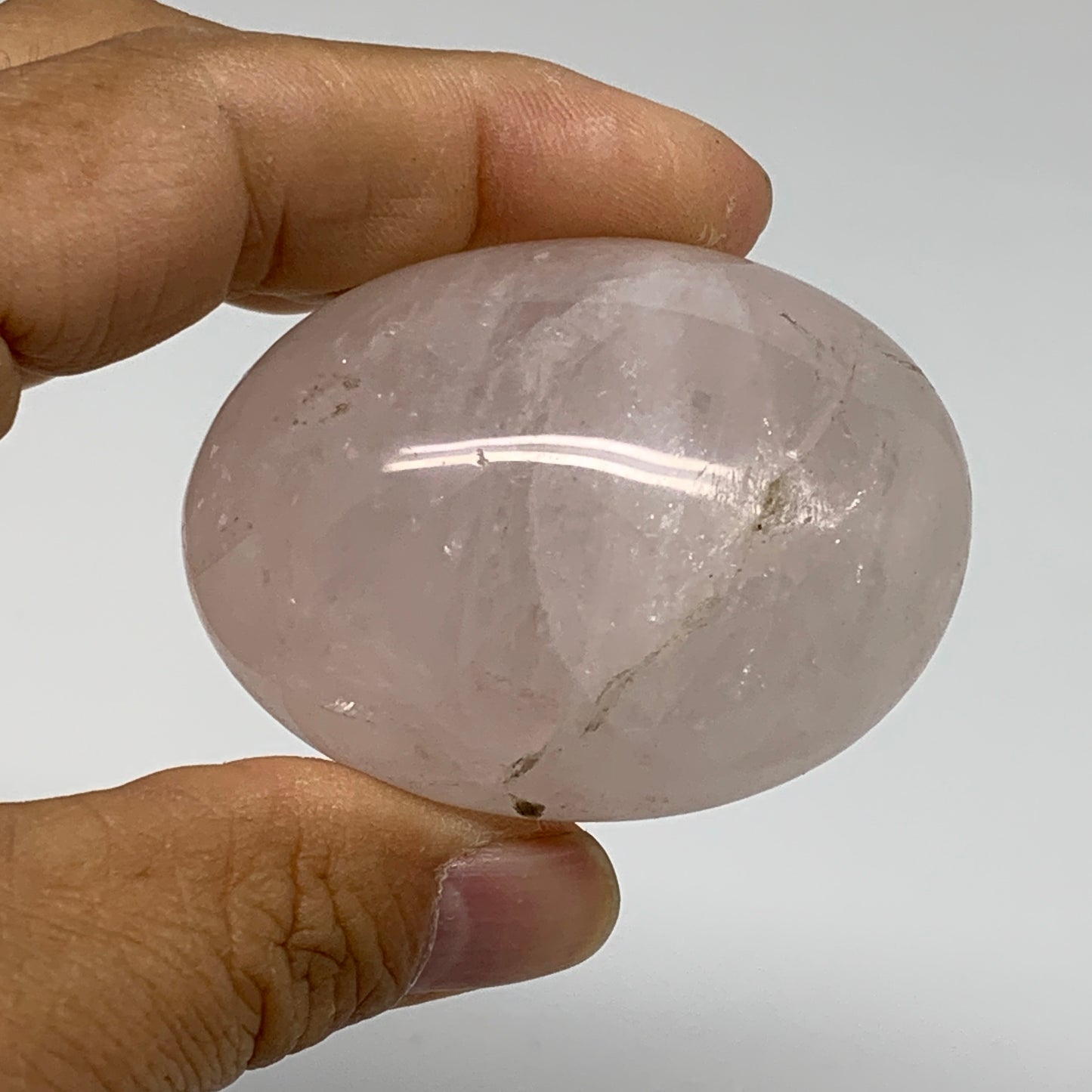 185.4g , 2.1"-2.1", 2pcs, Natural Pink Rose Quartz Palm-stone Crystal, B37228