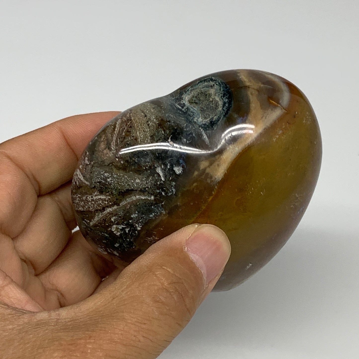 0.59 lbs, 2.5"x3"x1.6" Ocean Jasper Heart Polished Healing Crystal, B30859