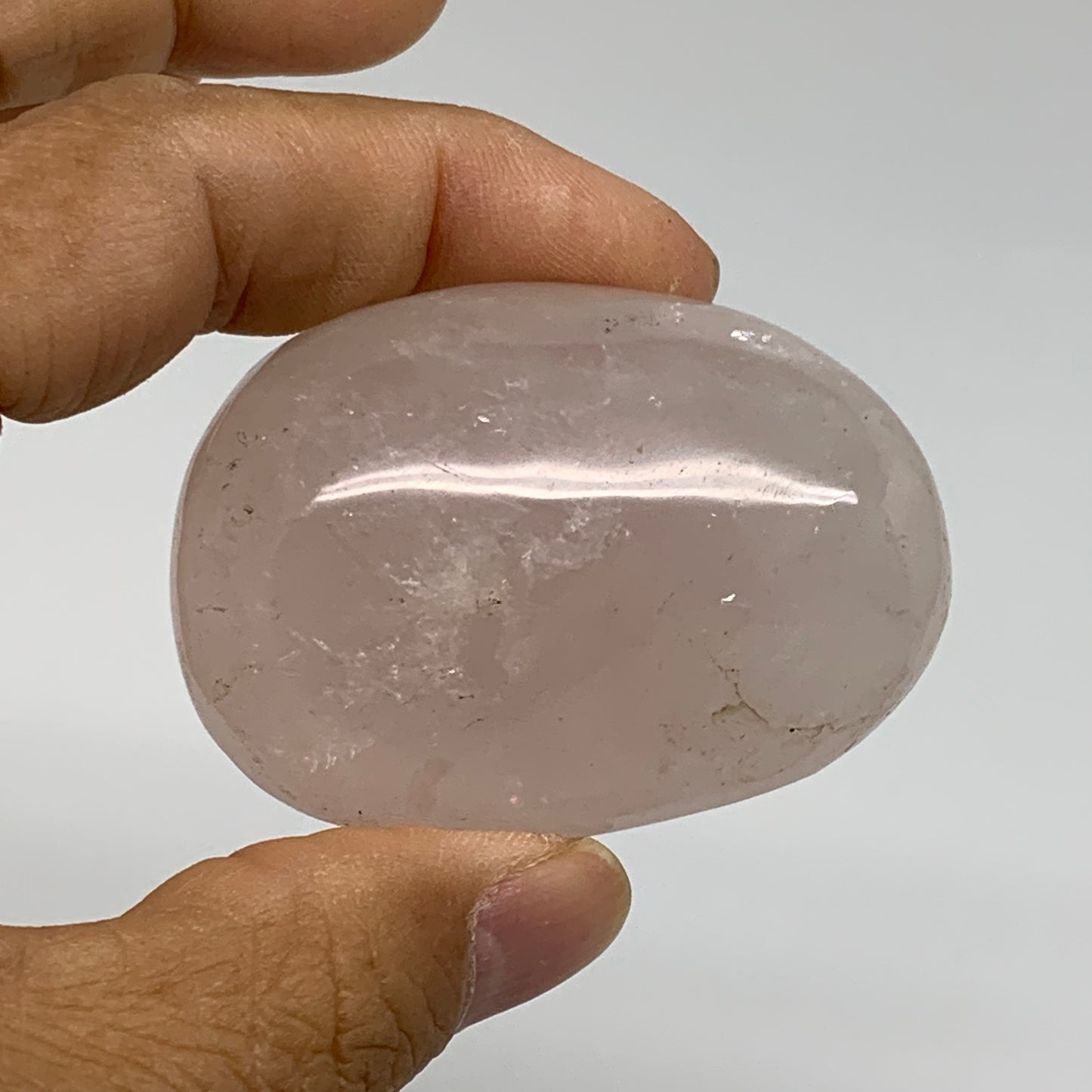 185.4g , 2.1"-2.1", 2pcs, Natural Pink Rose Quartz Palm-stone Crystal, B37228