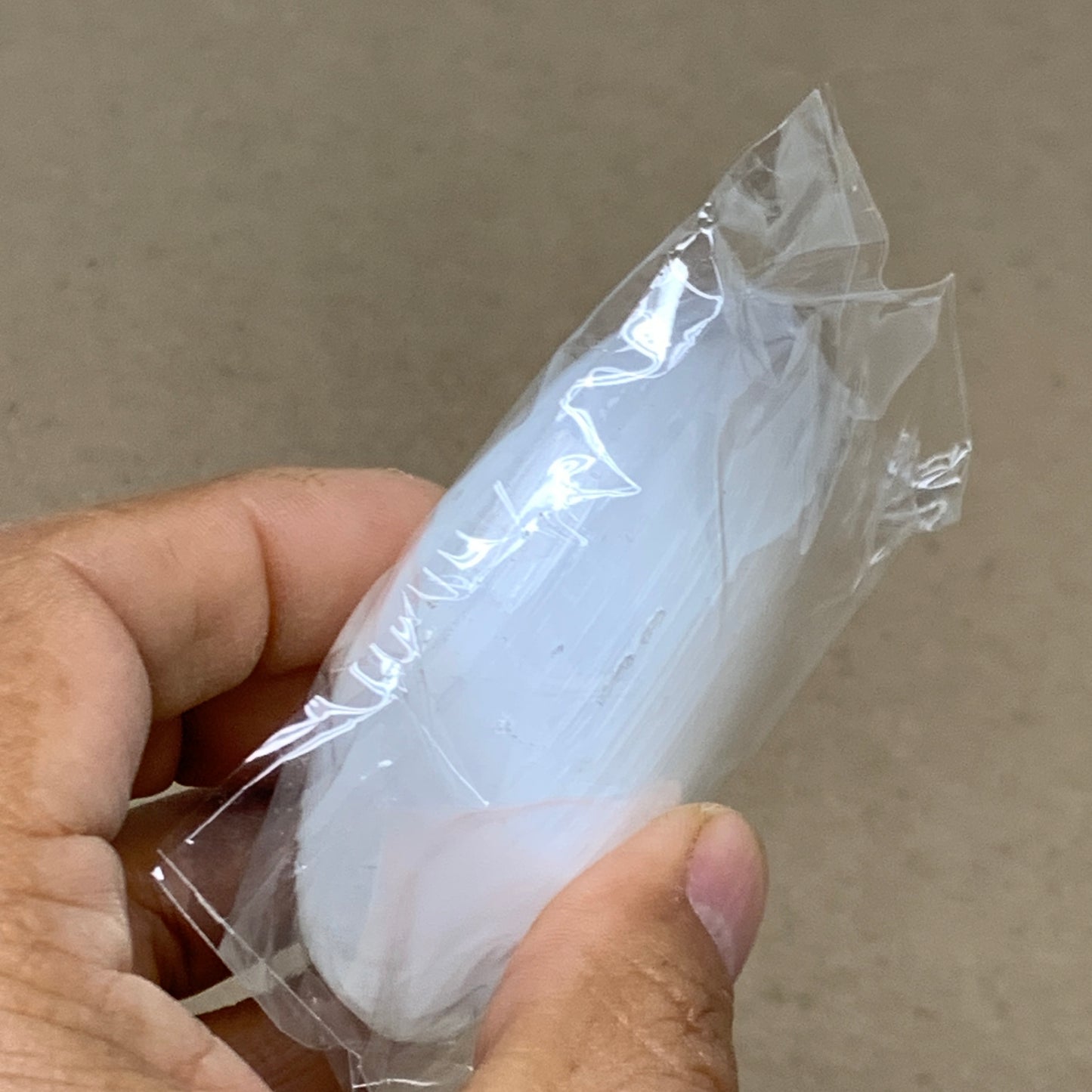 115g, 2.7"x2.1"x1", White Selenite Palmstone Crystal Pillow Reiki, B36430