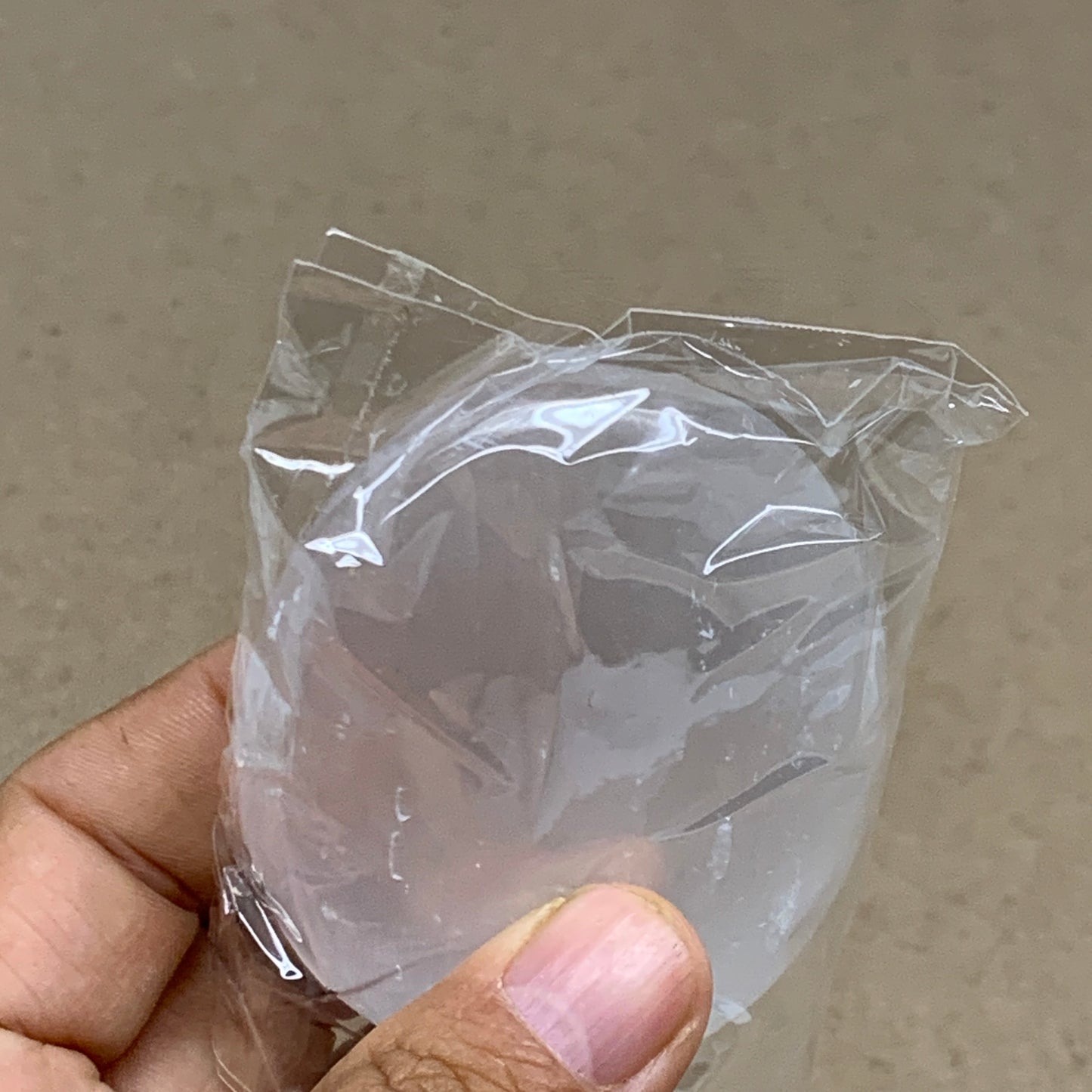 115g, 2.7"x2.1"x1", White Selenite Palmstone Crystal Pillow Reiki, B36430