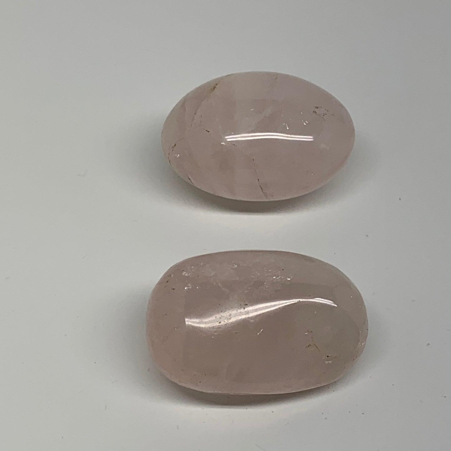 185.4g , 2.1"-2.1", 2pcs, Natural Pink Rose Quartz Palm-stone Crystal, B37228