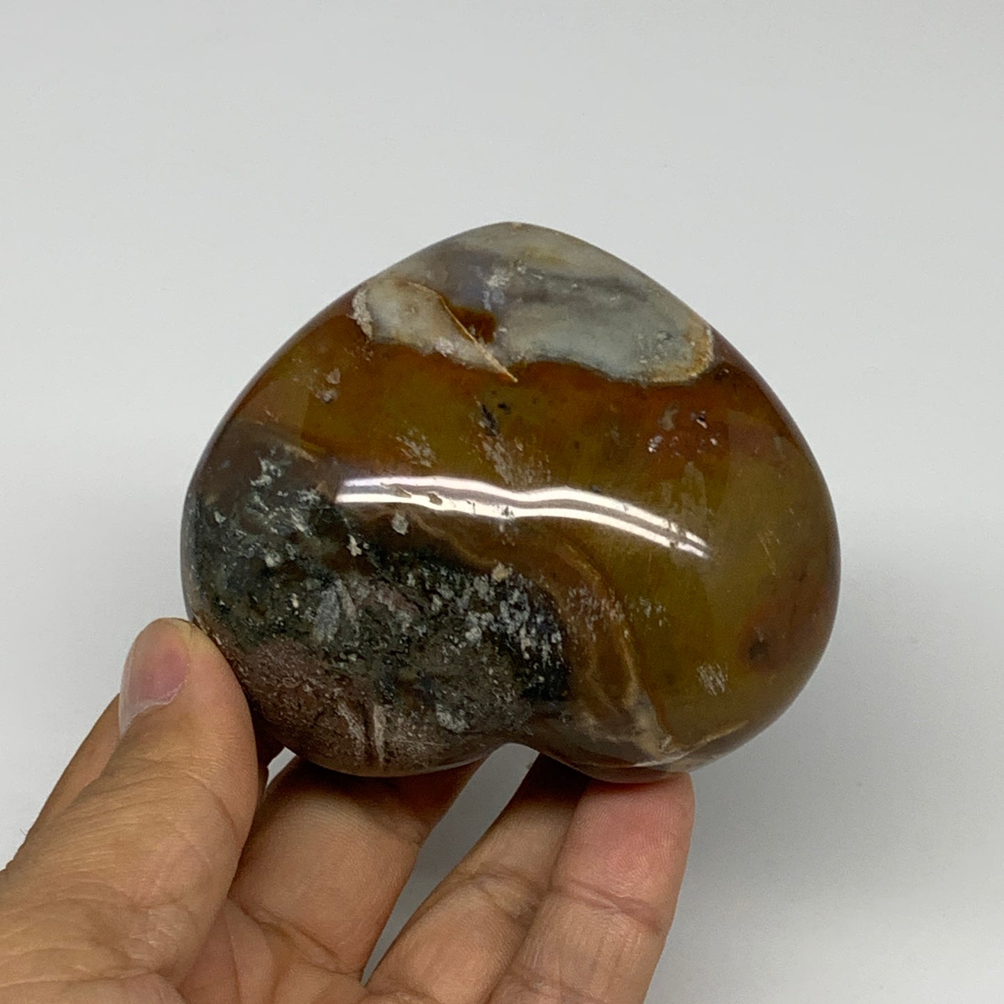 0.59 lbs, 2.5"x3"x1.6" Ocean Jasper Heart Polished Healing Crystal, B30859